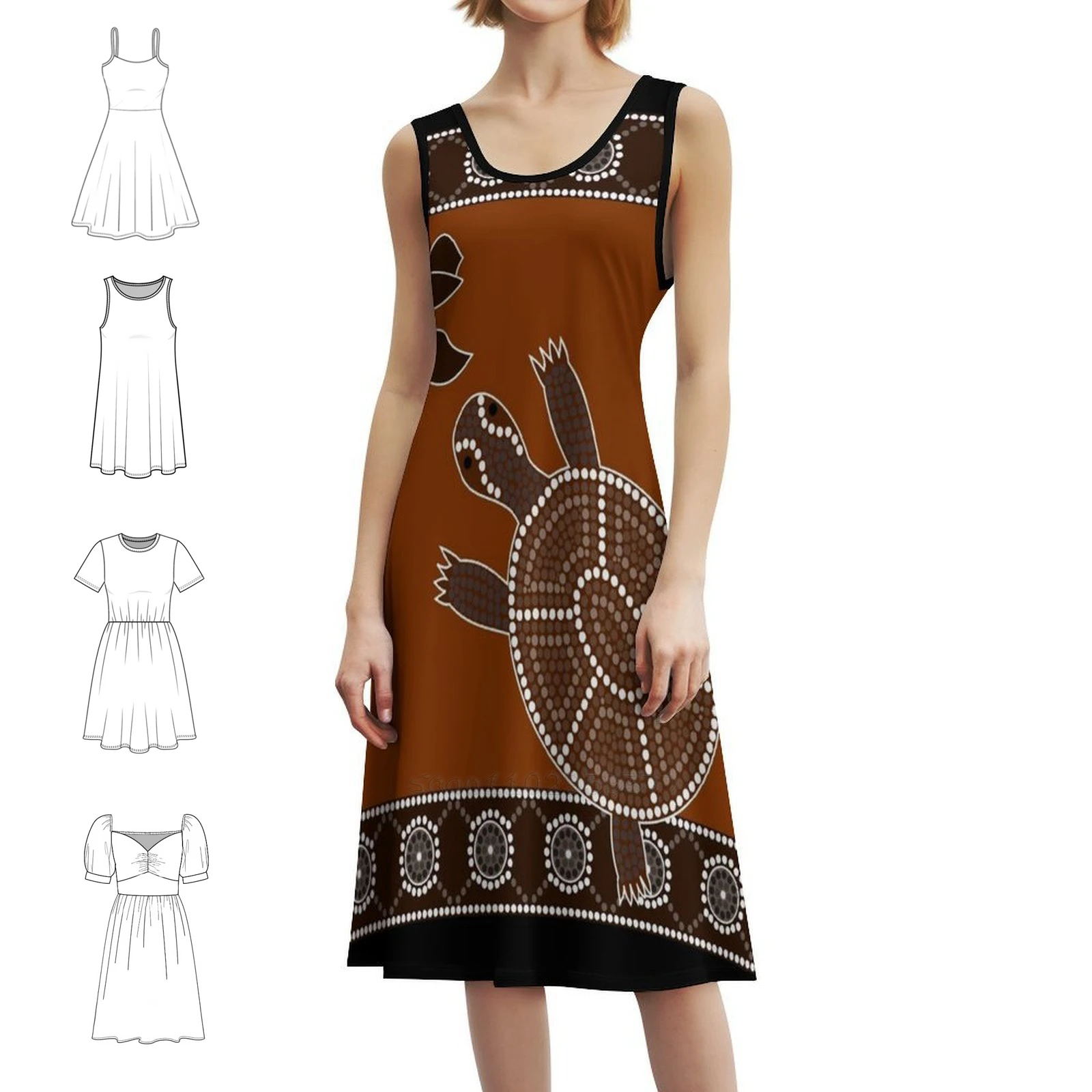 

An Illustration Based On Aboriginal Style Of Dot Sweetheart Neckline Dress Elegant Summer Party Dress For Women Tracks