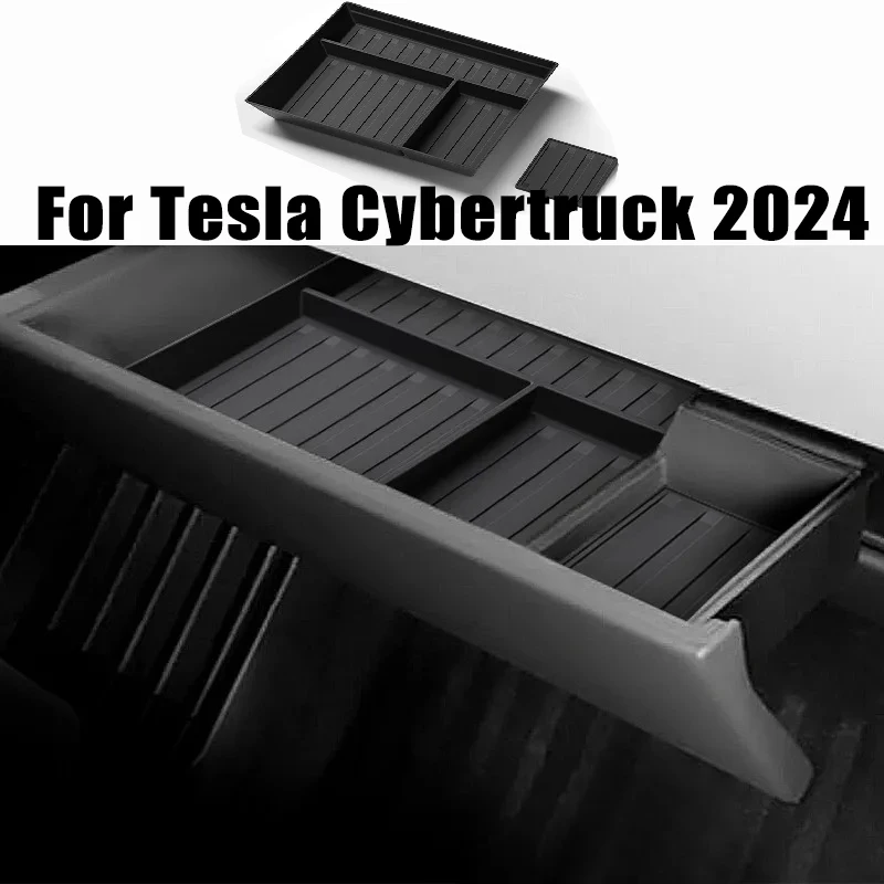 For Tesla Cybertruck 2024 Glove Box Storage Boxes Pickup Truck Tray Organizer Case Container Plates TPE Interior Car Accessories