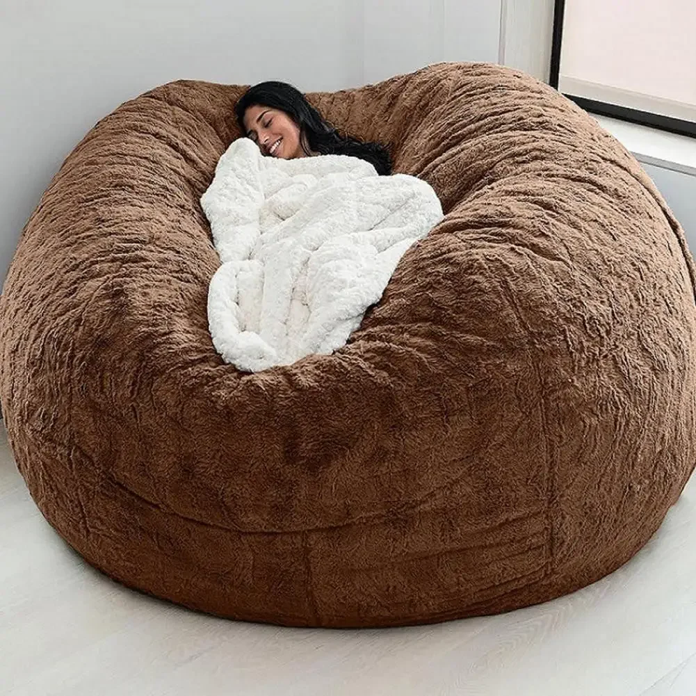 135x65cm Bean Bag Cover Lazy Sofa Cover Bedroom Plush Slipcover Bean Sofa Cover Fluffy Bean Bag Chair Seat Recliner A2590537