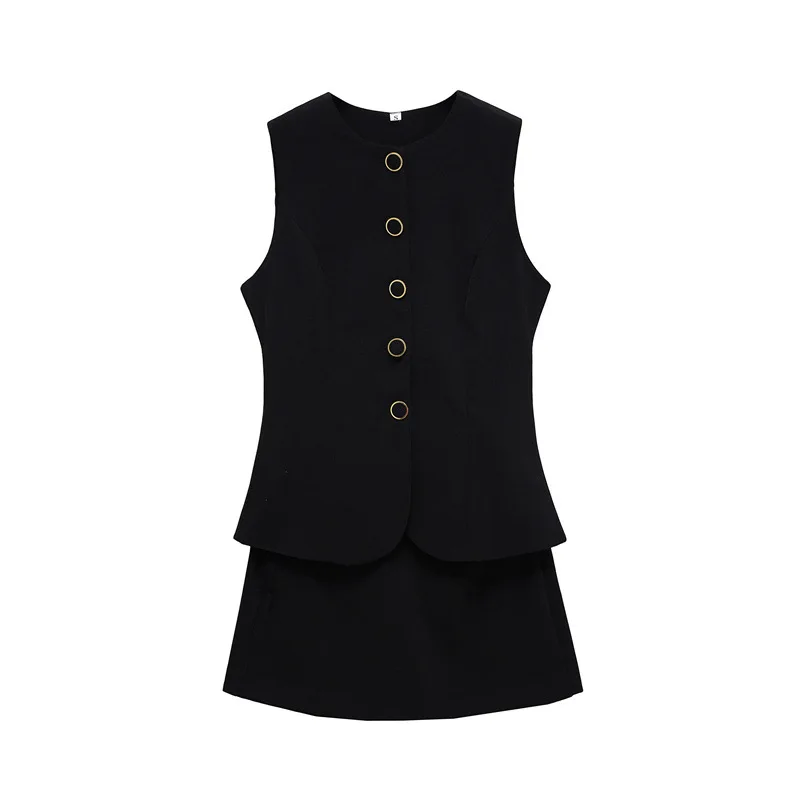 

Fashion Temperament Women's Skirt Vest Sleeveless Crew Neck Jumpsuit Shorts