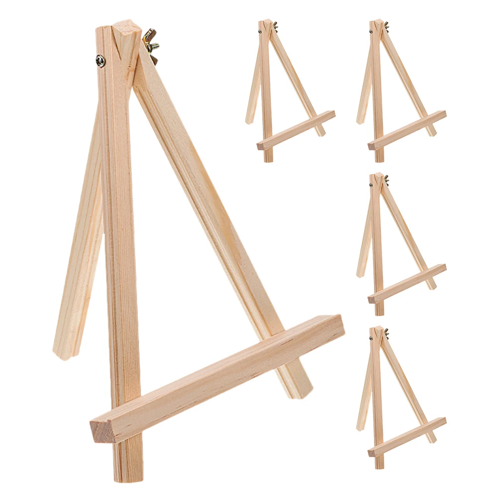 

5pcs Wooden Tripod Easel Lightweight Foldable Stand for Canvases Photos Signs Postcards Exhibitions Classroom Activities