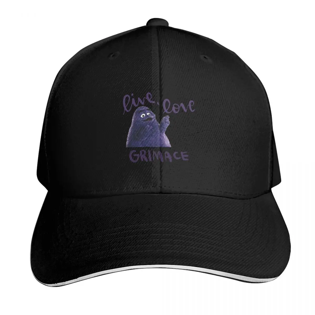 Live, Love, Grimace Baseball Cap Snapback Flat Bill Strapback Dad Hat Six Panel Structured Crown