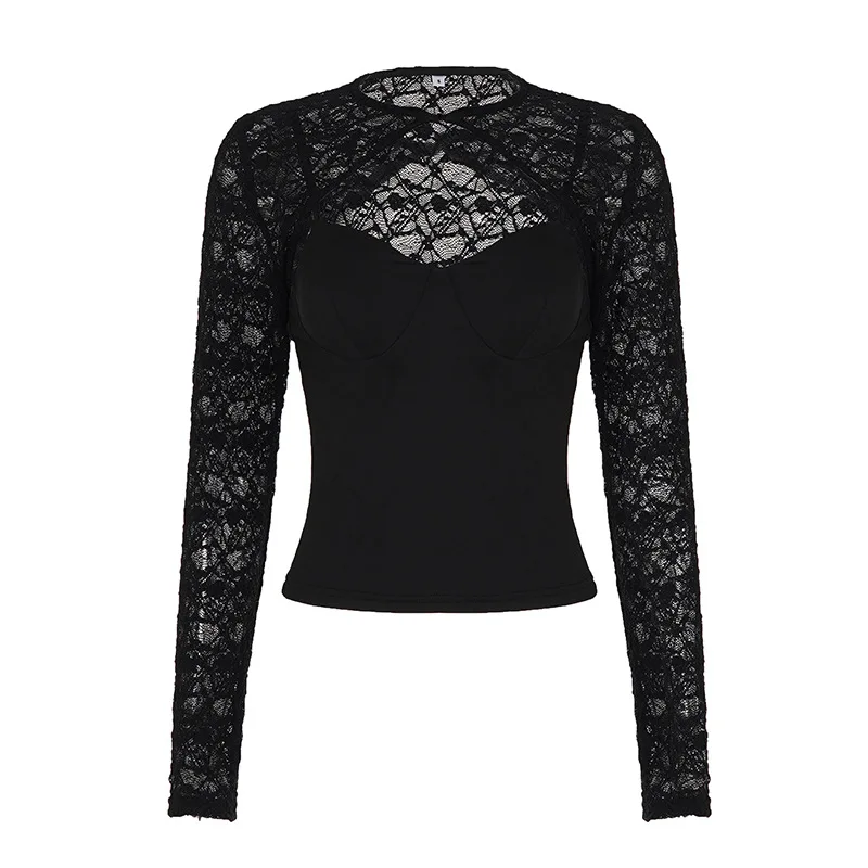 black padded elastic camisole vest with stand up collar sexy lace slightly transparent camisole top