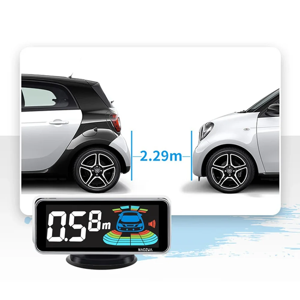 Zestaw czujników parkowania LED MAOZUA, 4 czujniki, wyświetlacz z podświetleniem 22 mm, system monitorowania radaru cofania