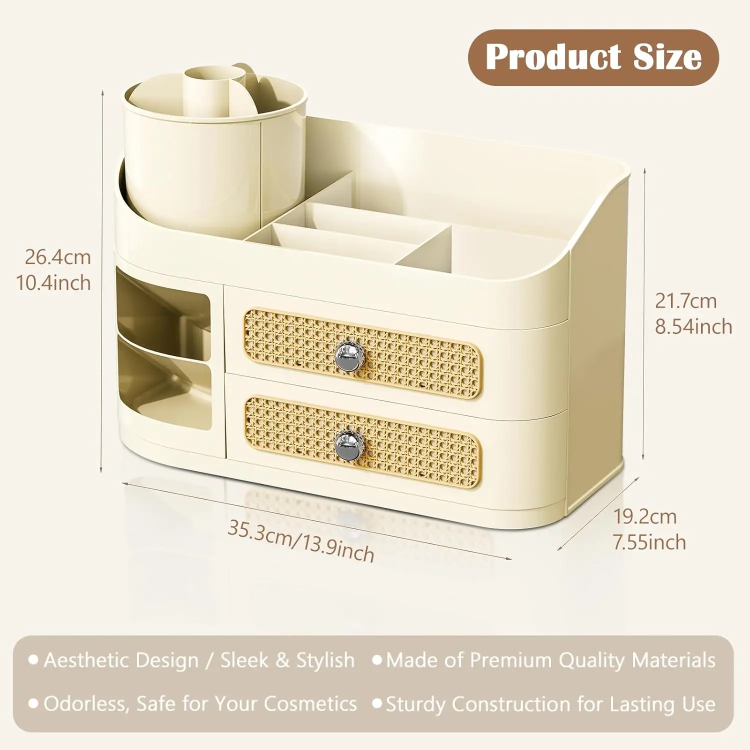 Desk Storage Box Cosmetic Organizer Dresser Organizer Skincare Drawer Storage Dustproof