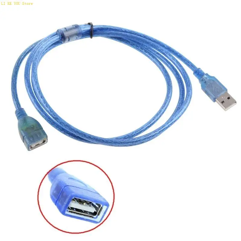 W3JE Blue USB 2.0 5ft 1.5m تمديد واضح جديد للذكور إلى موصل الكابلات الإناث