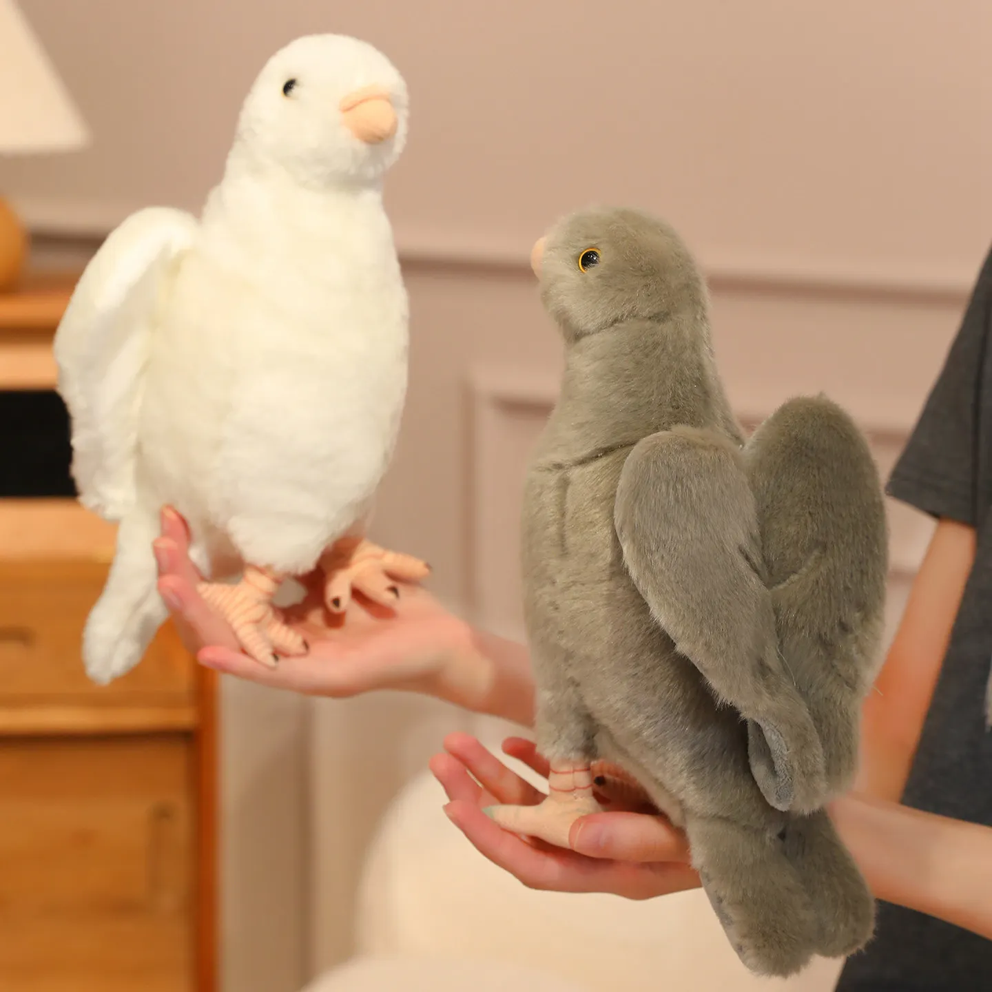 New Simulation Pigeon Plush Toy White Grey Pigeon Peace Dove Doll Stuffed Animal Doll Photography Props Home Decor Kid Gift