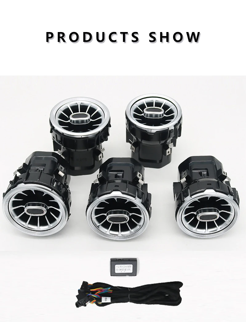 لبنز A/C/E/S/V/CLA/GLA/GLC W176 W205 W213 W117 W156 X253 بلوتوث APP فوهة LED المحيطة ضوء تنفيس الهواء التوربينات 3/64/12 APP