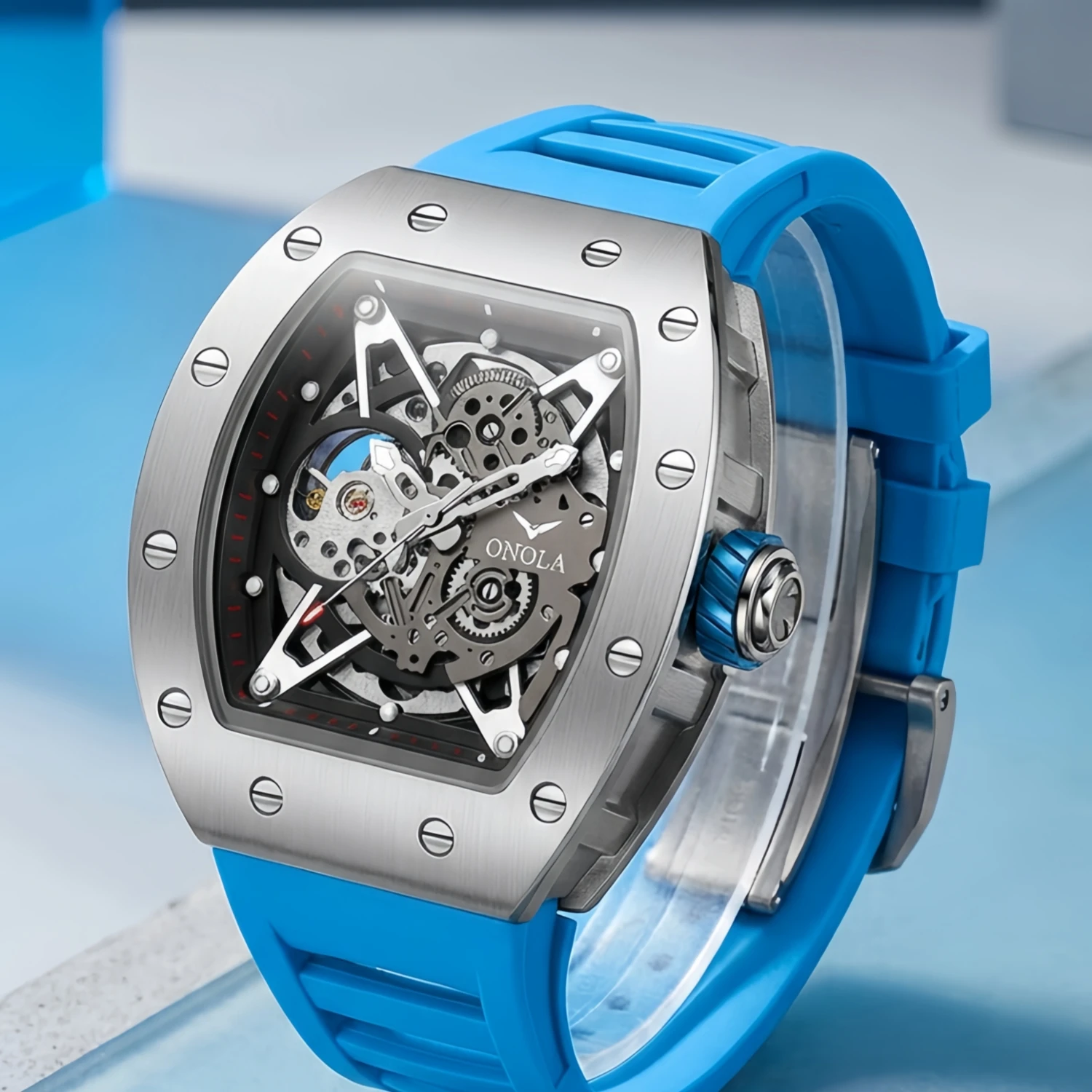Luxury Watches Men ONOLA Fashion Hollow Full-automatic Mechanical Tape Waterproof Watch for Men Montres Pour Hommes Clock