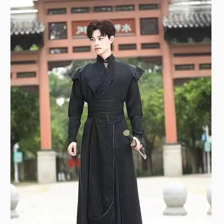 ダークブラックモランコスプレ衣装ニッチアニメゲームキャラクター服ハロウィン若い剣士コスプレスーツ古代漢服COS