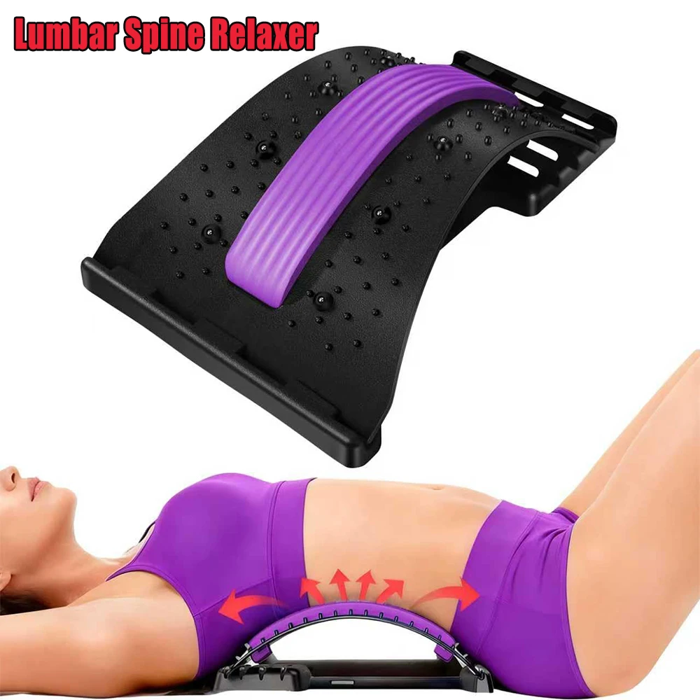 Posture Corrector Lumbar Spine Relaxer Waist Stretcher Back Massager Arch Support Trainer for Home Gym Office Desk Work