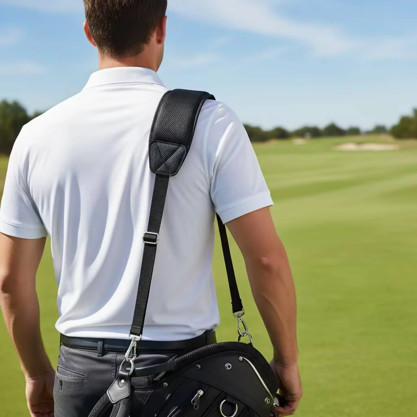 Golf Bag Shoulder Strap Comfortable Golf Bag Strap with Clips Quick Release Universal for Golfers