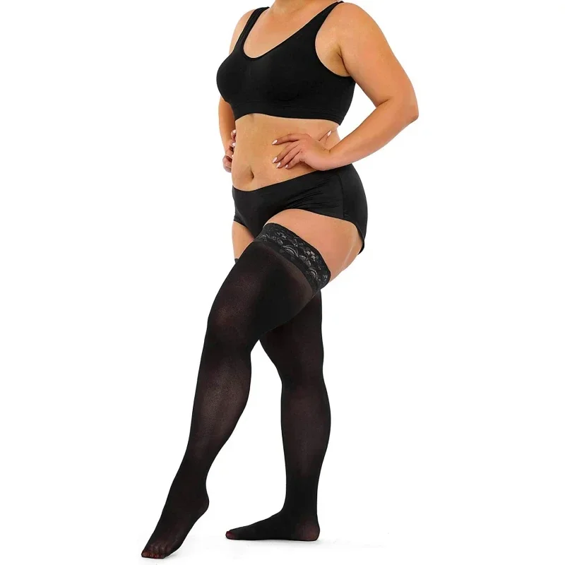 Oversize Women Plus Size Stockings with Anti-slip Sheer Lace Top Sexy Thigh High Long Socks Large Size Stockings Plus Size