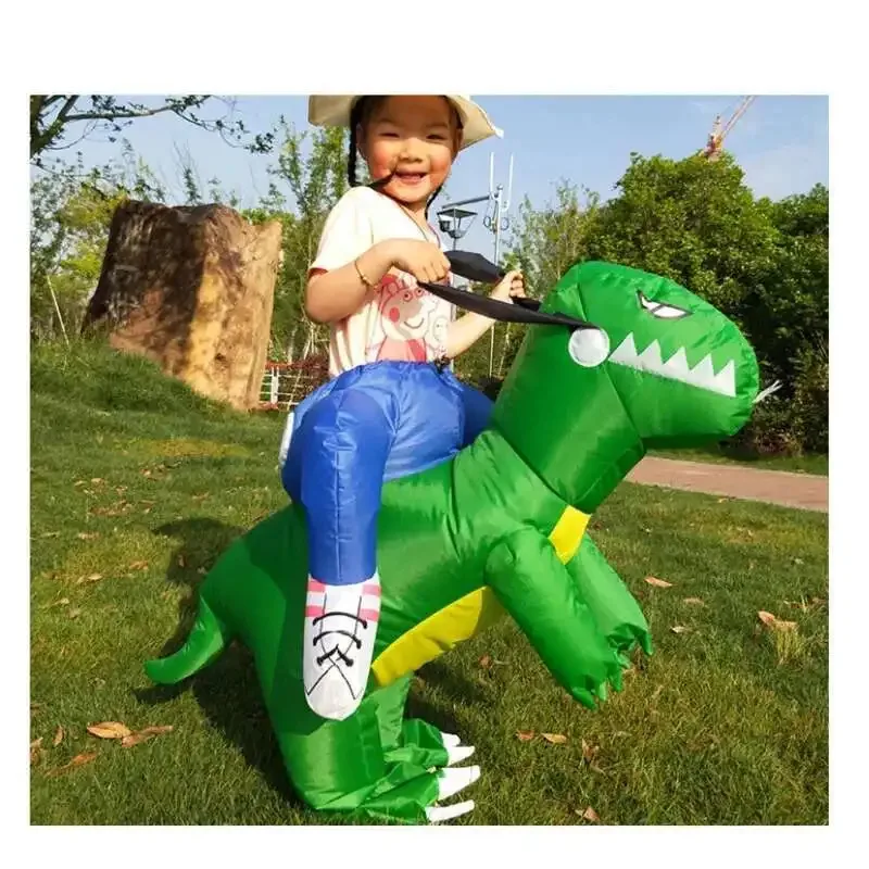 DY20Child الكبار للجنسين صبي فتاة نفخ الديناصور الأخضر تأثيري حلي الاطفال رياض الأطفال أداء حفلة الهالوين كرنفال
