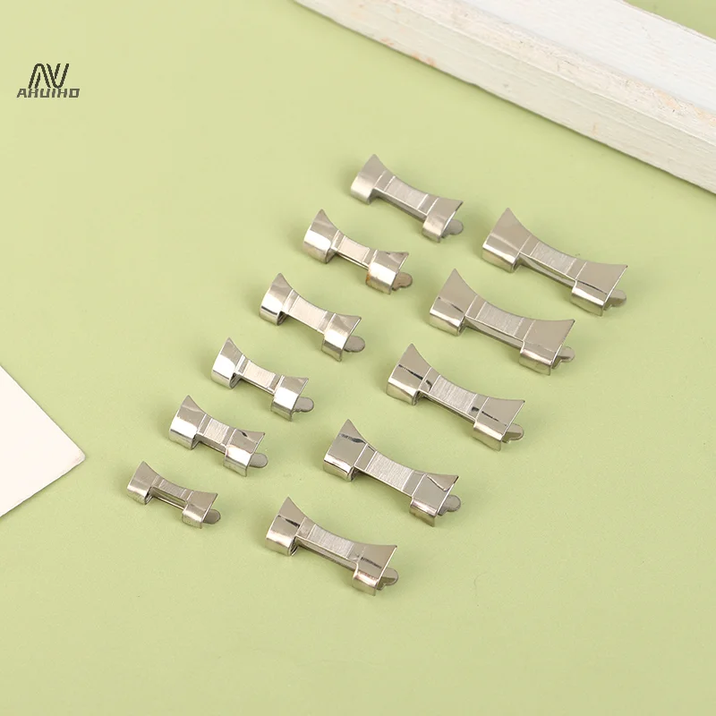 1Pc Stainless Steel Flat Curved End Watch Strap Connector 14/15/16/17/18/19/20/21/22/23/24MM Metal Band Link Connector