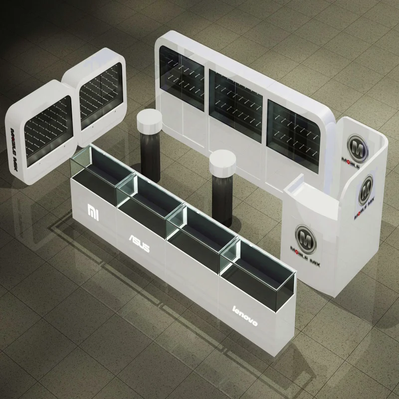 customized.Modern Phone Display Counter  Mobile Phone Kiosk with LED Light Cell Phone Accessories  Kiosk in Mall