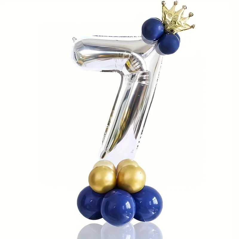 32 Zoll Silbernes Digital-Ballon-Set Mini-Kronen-Ballons für Jubiläumsfeier-Dekoration, Geburtstags- und Feiertagsdekoration – Detail 9