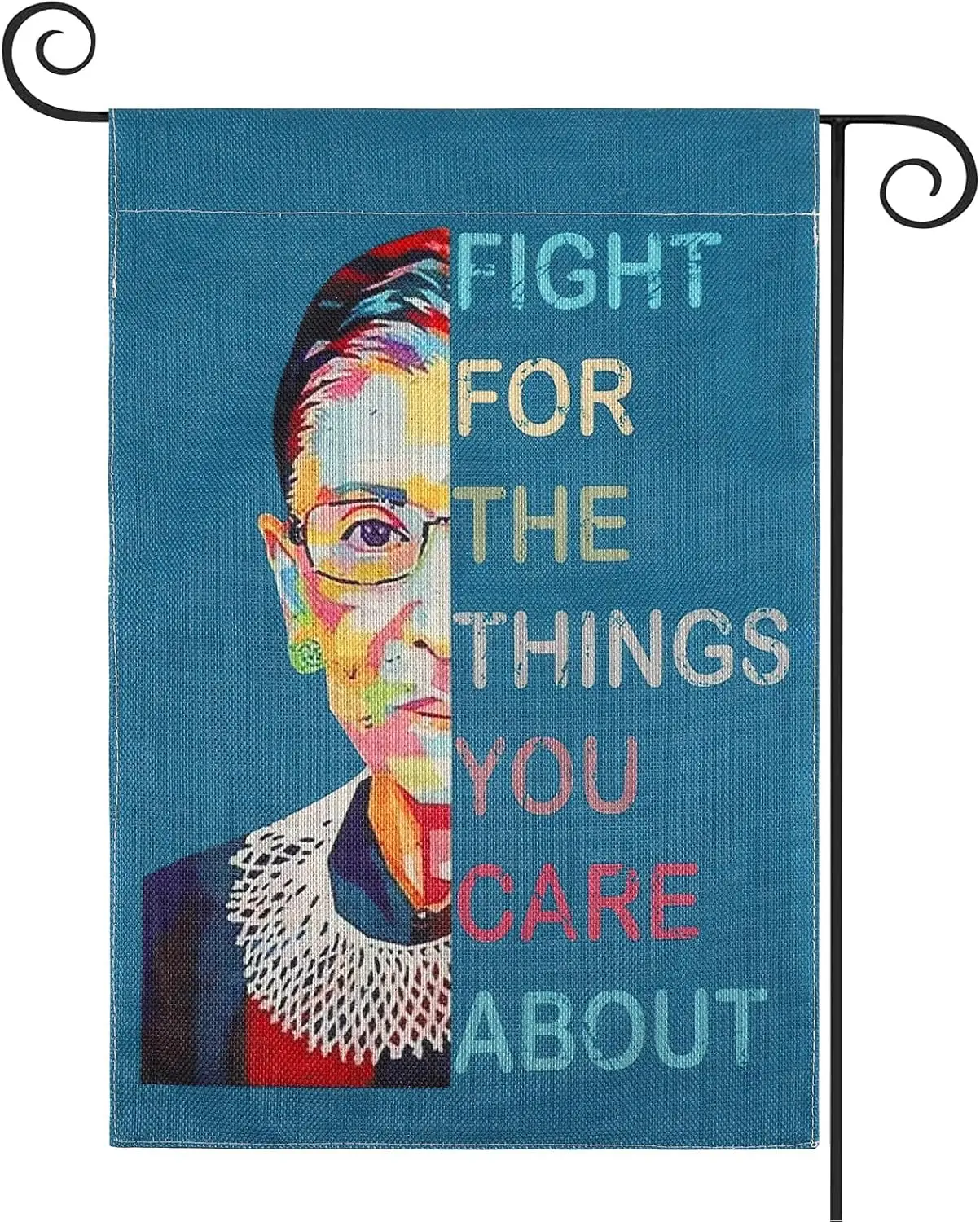 Ruth Bader Ginsburg Watercolor Garden Flag, Fight for Things You Care About, 12 x 18 Inch WWP