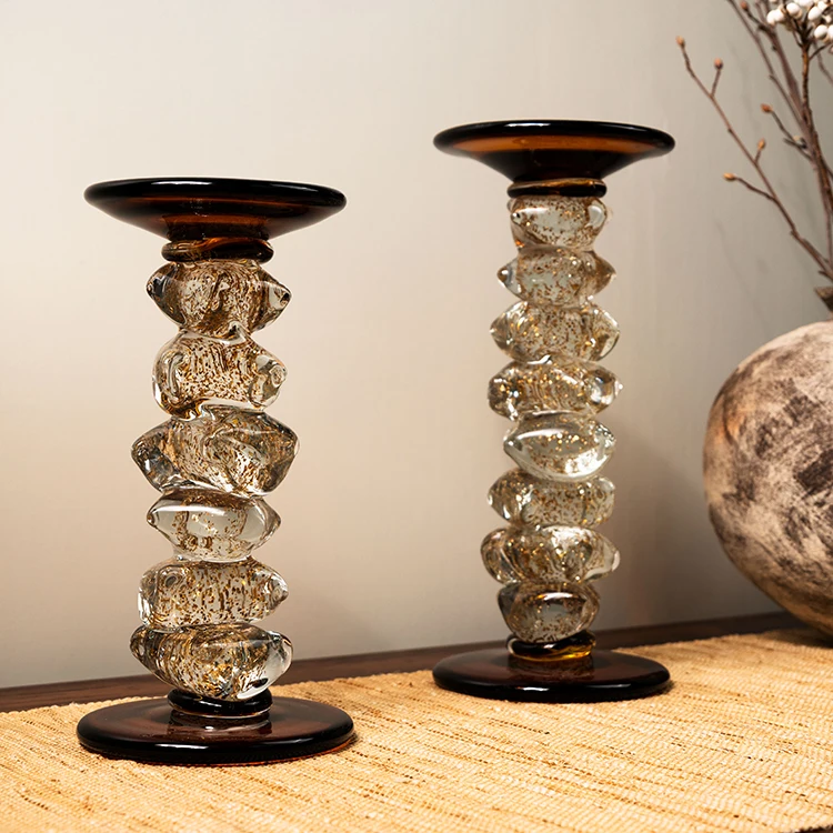 

Christmas Valentine's Day Decorations Handcrafted Pillar Vintage Luxury Glass Candle Holders