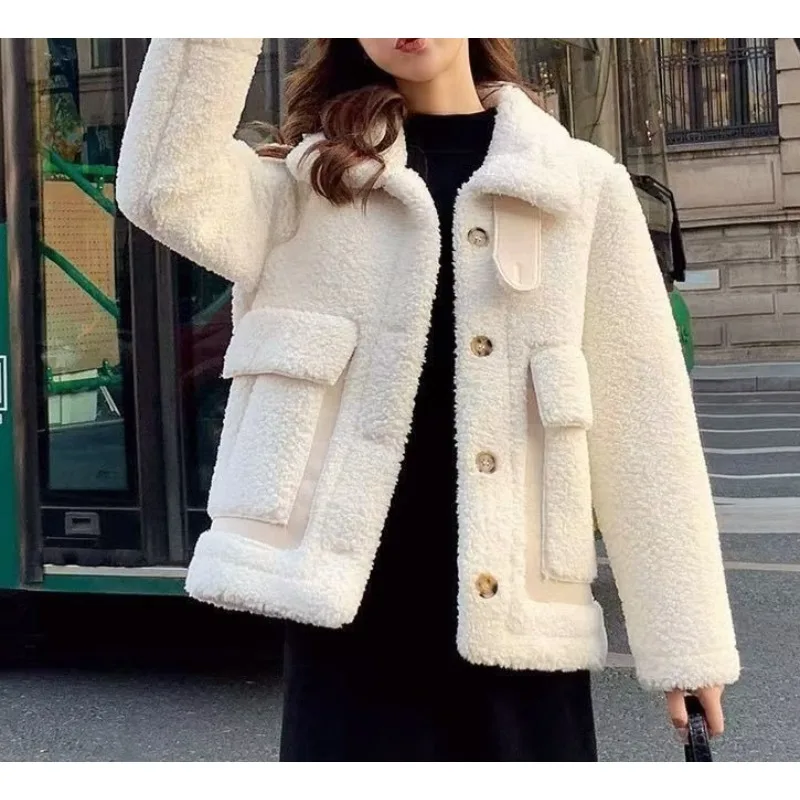 

Lamb Fur Coat Women's 2025 Autumn and Winter New Versatile Woolen Fur Integrated Short Top