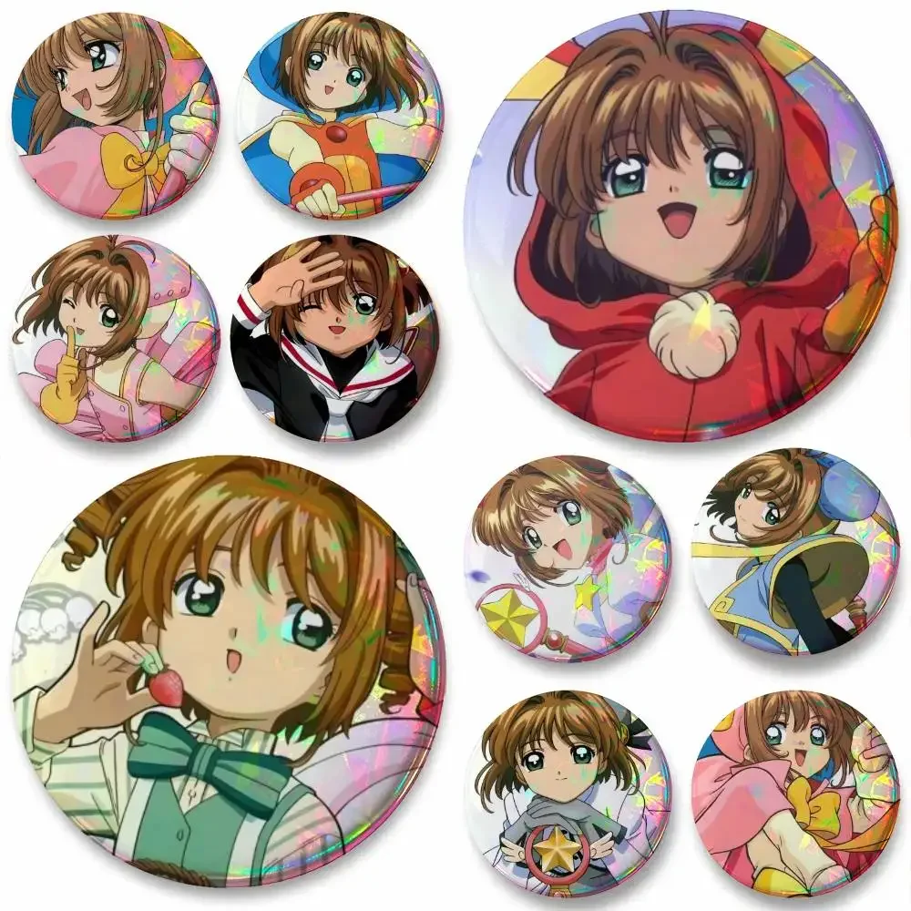 C-Cardcaptor Sakura Sakura Kinomoto Anime Badge Tinplate Meme Round Brooch For Hat Bag Creative Lapel Jewelry