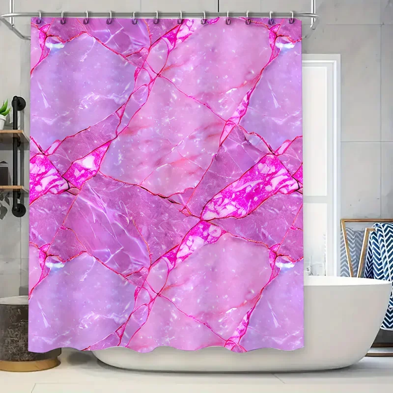 

Розовая занавеска для душа с мраморным принтом, водонепроницаемый декор для ванны, современная декоративная подкладка для ванны с цветочным принтом, розовая, фиолетовая, красная, золотистая, белая
