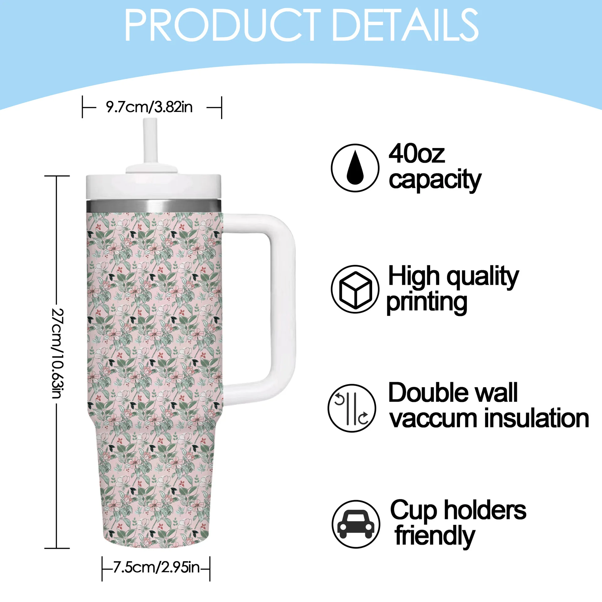 2025 الجيل الثاني الجديد 40oz كوب ماء من القش عالي القيمة كوب ثلج على شكل زهرة 304 كوب معزول من الفولاذ المقاوم للصدأ. هدية عظيمة