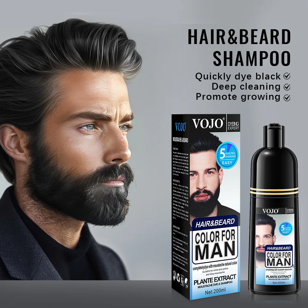 

natural long lasting 200ml permanent beard dye shampoos for men beard dying removal white grey black beard hair men hair dye