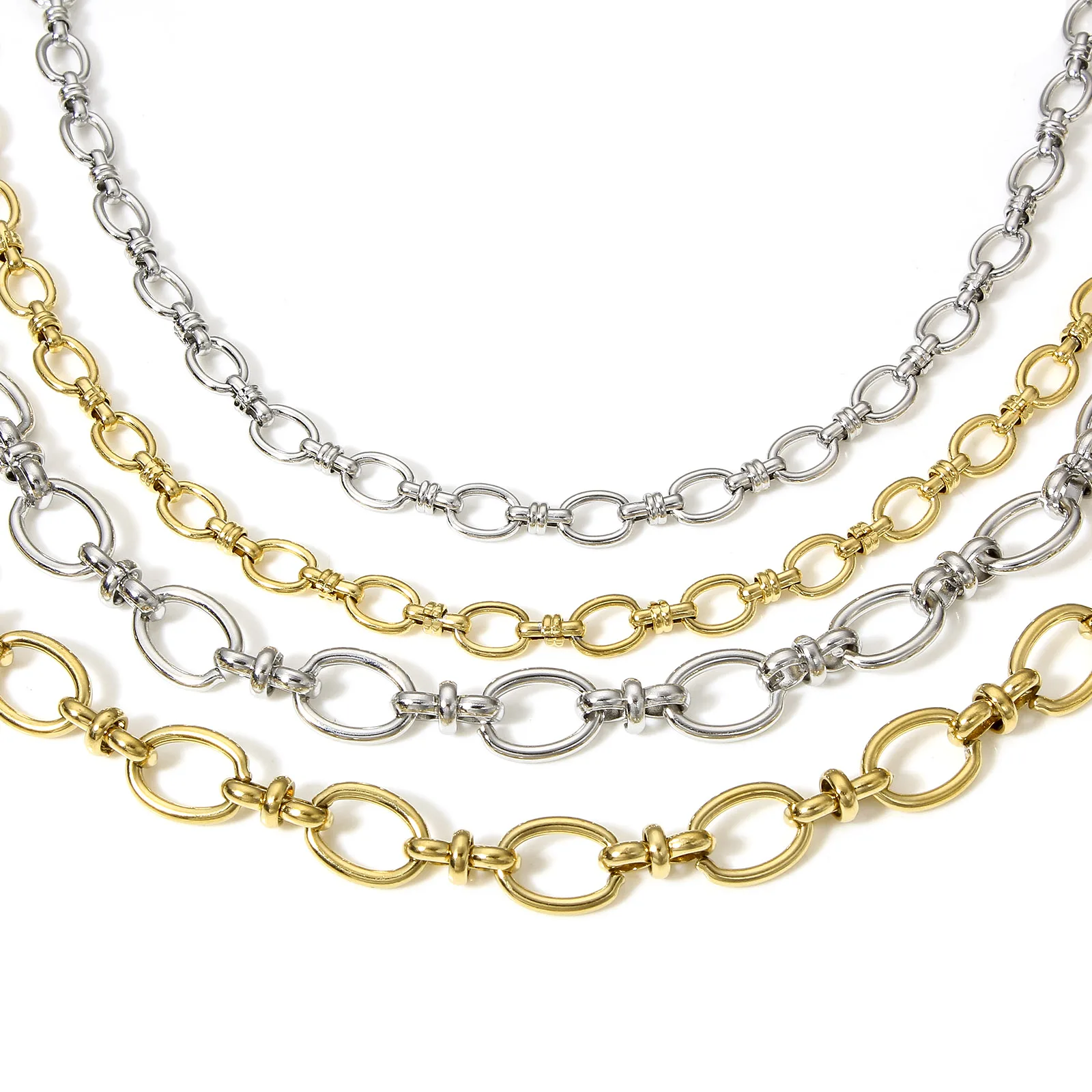 1pc New 304 Stainless Steel Ncklace Gold Color Link Chain Necklace For Women Men Jewelry With Lobster Claw Clasp 40-45cm long