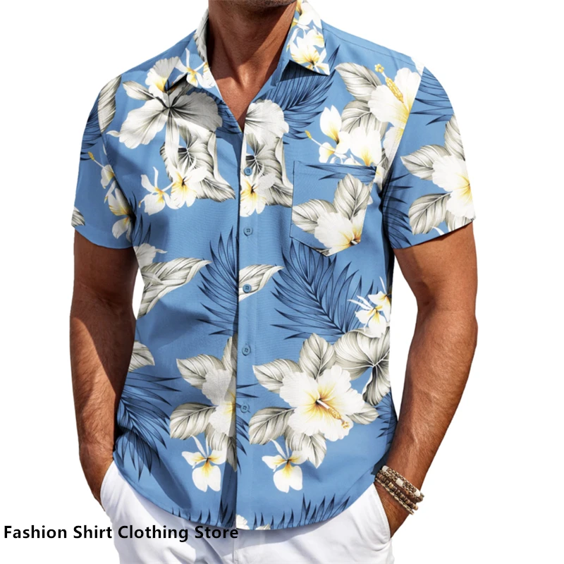 11 styles of men\'s shirts Hawaiian shirts short-sleeved tops Hawaiian vacation outdoor travel trendy casual clothing xs-6xl