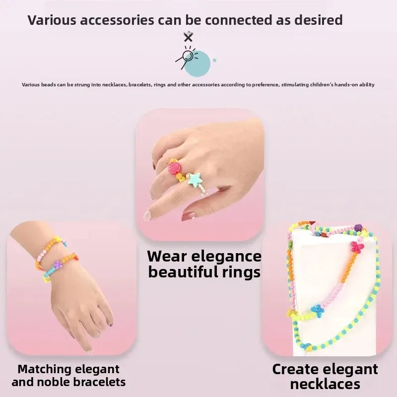 Girls DIY Bead Set Jewelry Making Kit for Kids Girl Pearl Beads for Bracelets Rings Necklaces Creativity Kits Art Craft