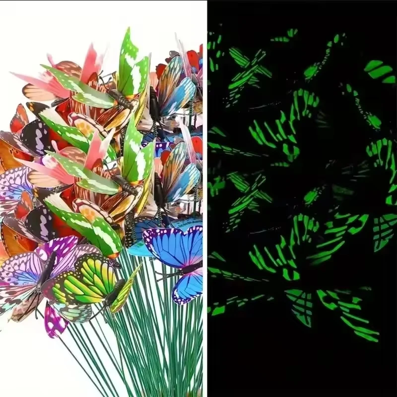 

Светящийся в темноте букет бабочек — красочные садовые колья и декор для цветочных горшков, двора и атмосферы патио