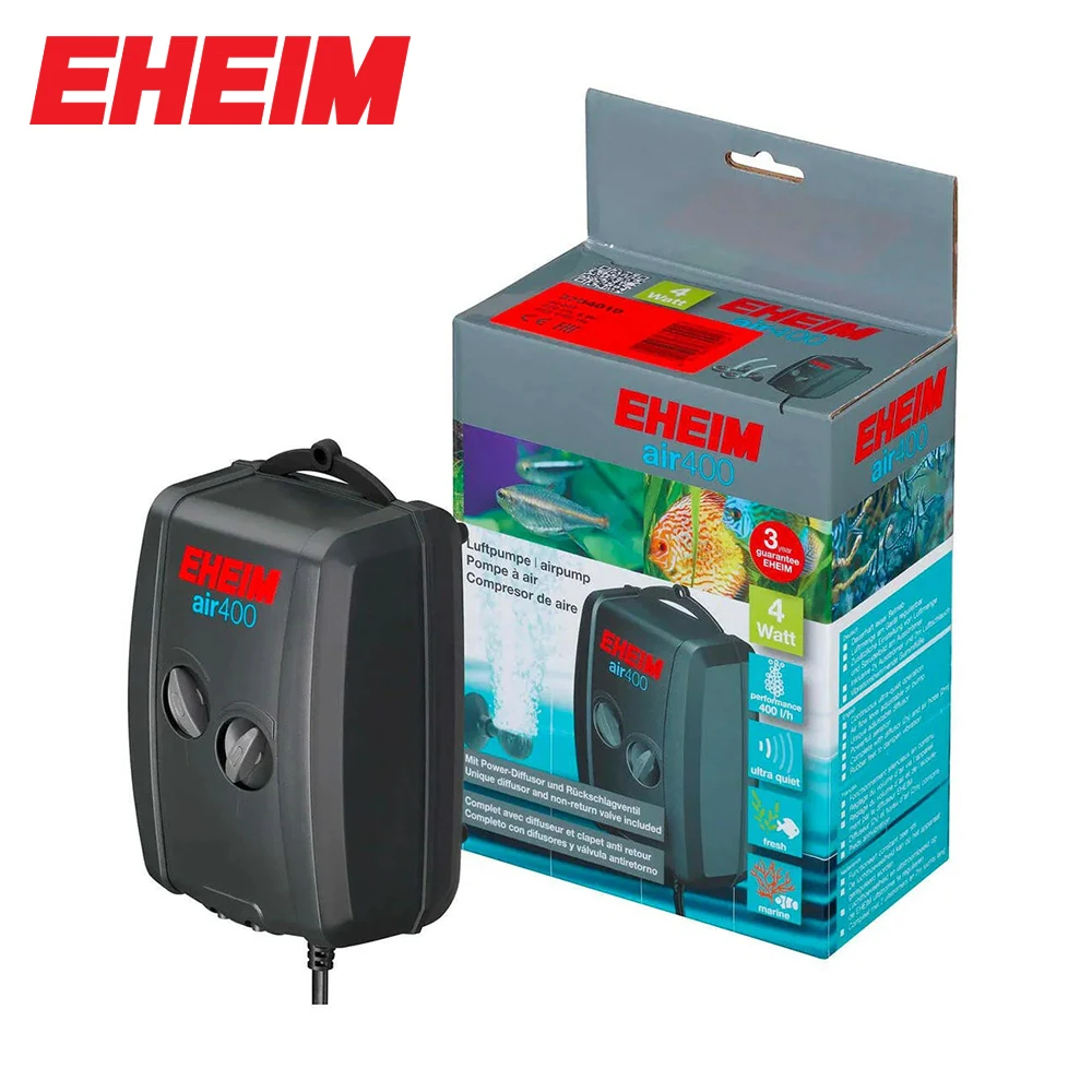 EHEIM Air100/200/400 Airflow Adjustable Saltwater Freshwater Aquarium Fish Tank Air Pump with Airline Airstone Diffuser