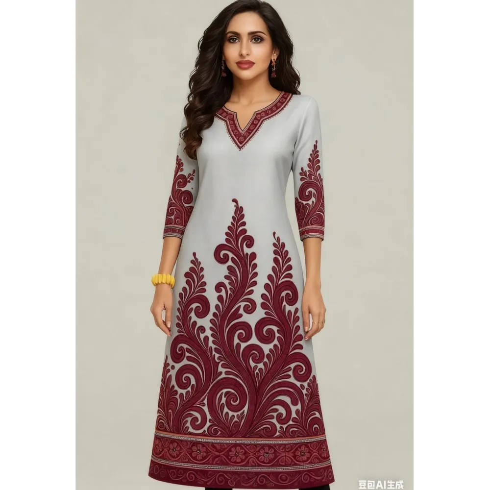 

Мусульманские цветы Курта, женская мода, удобное прямое повседневное платье с длинными рукавами в этническом стиле, Vestidos Longos Parrot, новое платье с 3D принтом