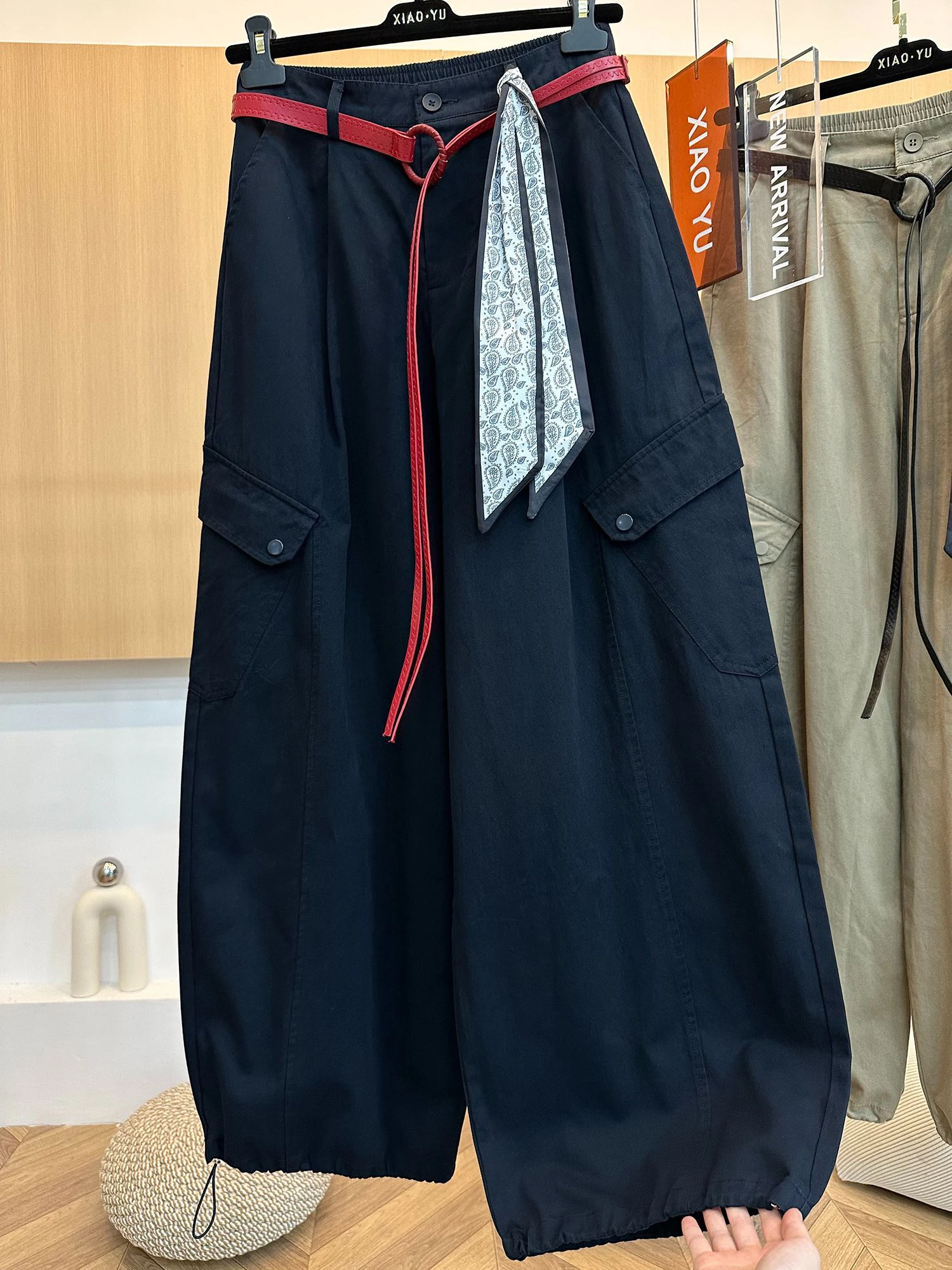 بالإضافة إلى حجم السراويل واسعة الساق المرأة الخريف عارضة السراويل عالية الخصر مع كيتس التخسيس سكين عمال Faion