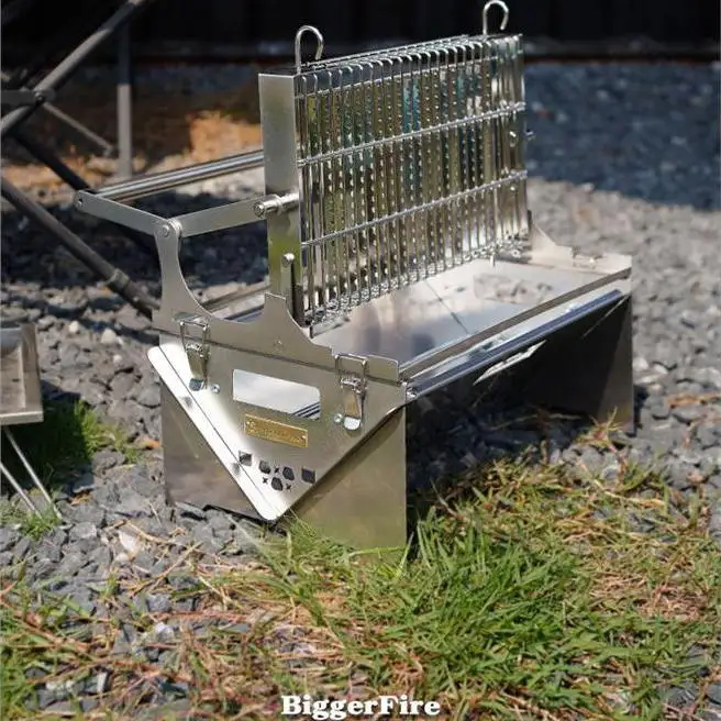 Reversible outdoor BBQ grill with thickened stainless steel, rotatable and adjustable temperature control