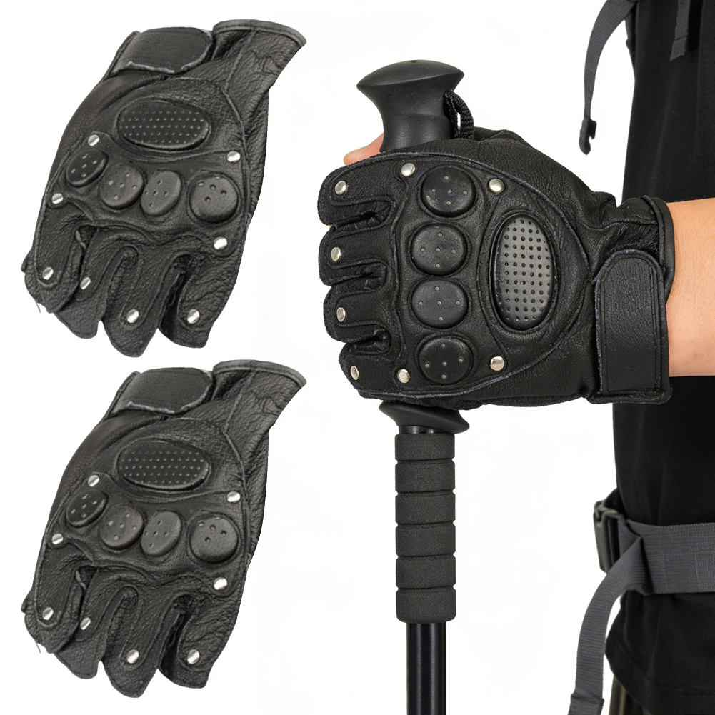 Motorcycle Fingerless Driving Gloves Leather Outdoor Sport Half Finger Glove for Men Women Cycling Hiking Fishing Moto Glove