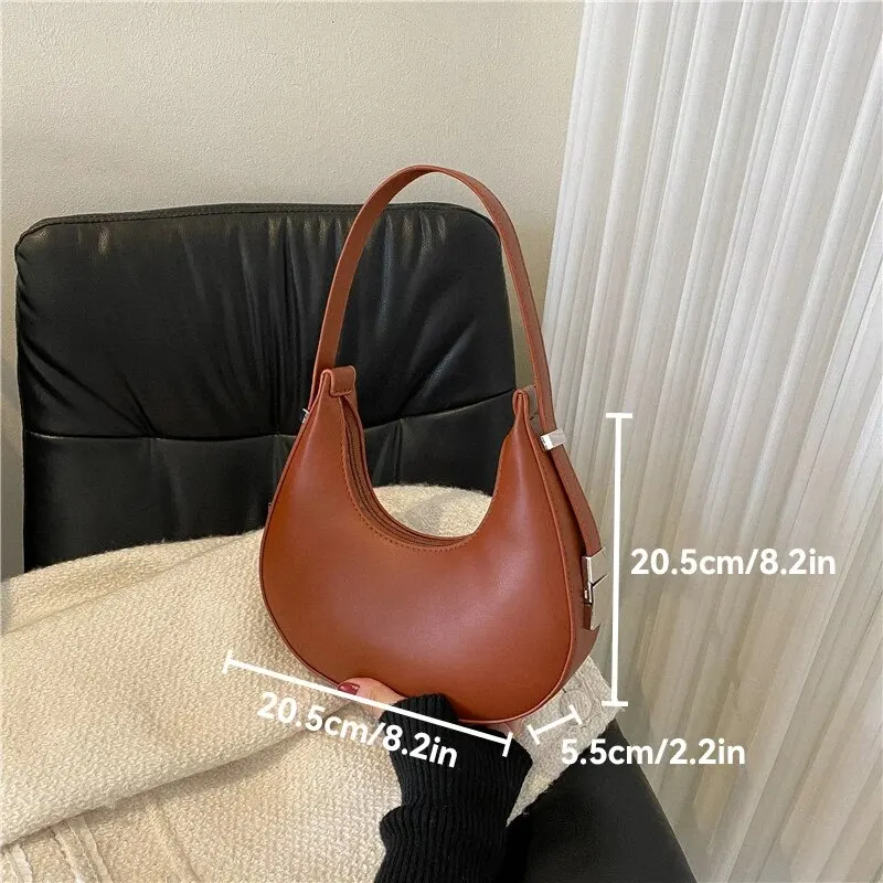 Underarm Bag New Tide Solid Color Casual Texture Fashion One Shoulder French Niche Crescent Shape