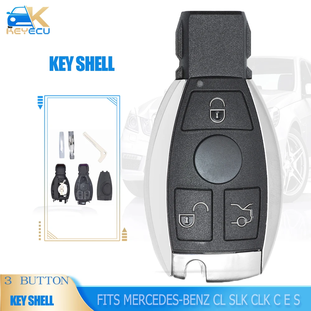 

KEYECU 3 Buton Smart Remote Key Shell Case Fob for Mercedes-Benz CL SLK CLK C,E ,S Class