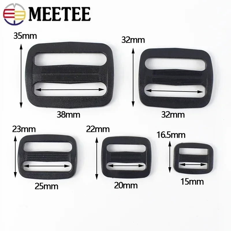 20Pcs 15/20/25mm Plastic Ring Buckles for Backpack Belt Tri-Glide Slider Clasp Webbing Bag Strap Adjuster Hooks Sewing Accessory