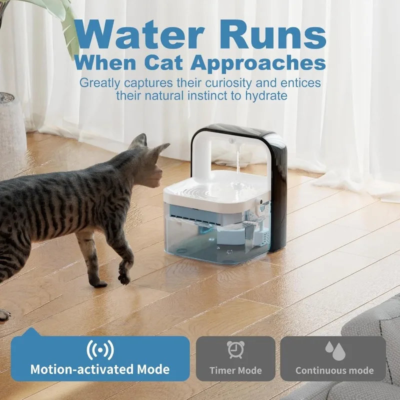 Cordless Cat Water Fountain, 70 oz/2L Sink Automatic Kitten Fountain for Kittens, Battery Operated cat Water Fountain