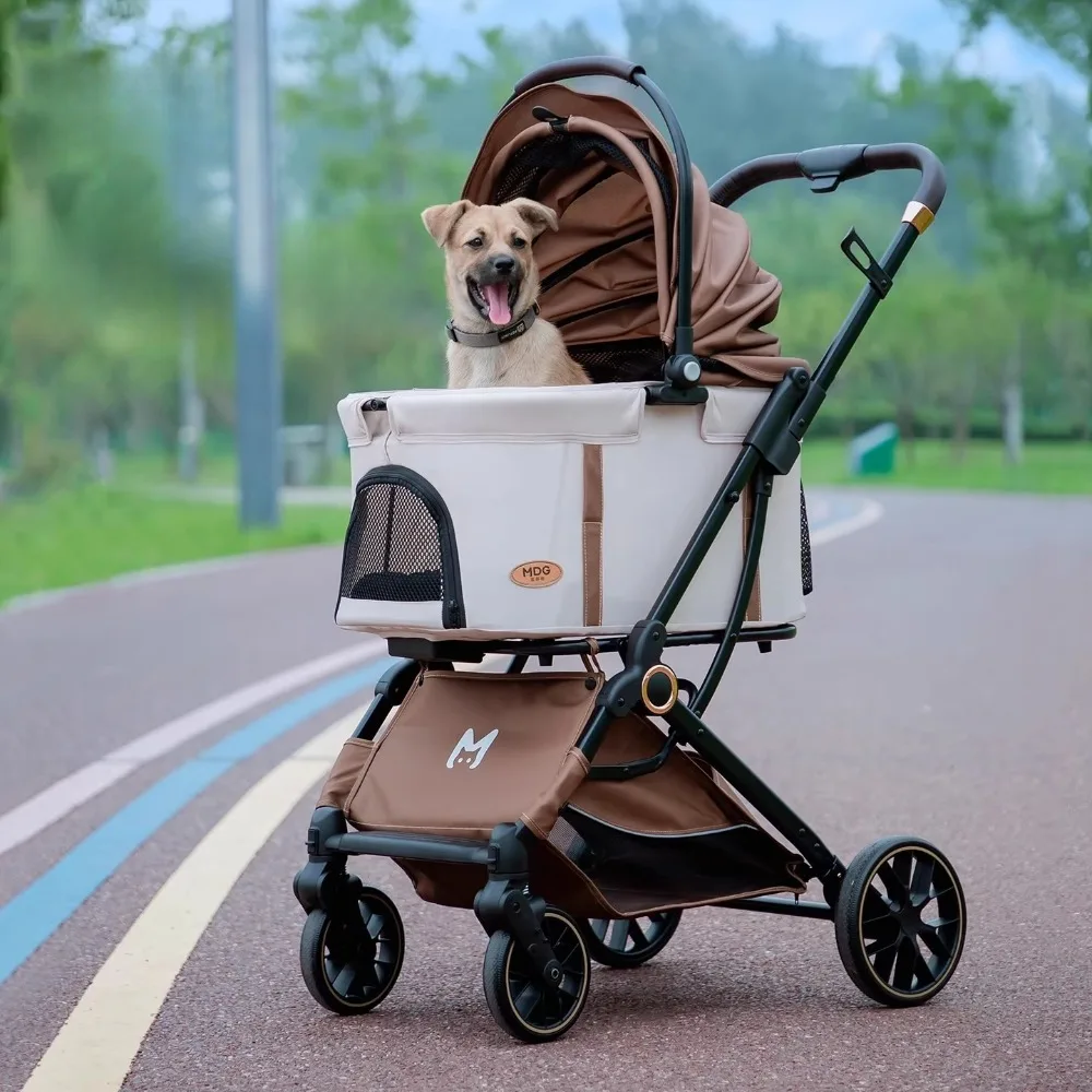 Aluinu Alloy Pet Stroller Por Folding Dog Carrying Detachle Pet Cers and Trael Gear Shock sorption Dog Supplies
