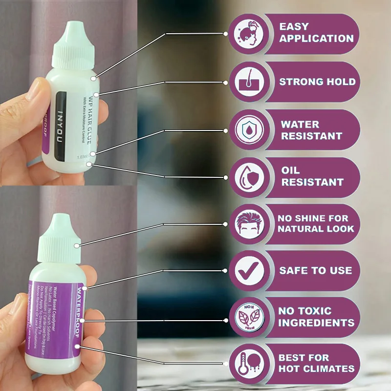 วิกผมติดตั้งลูกไม้กาวกันน้ํา Strong Hold ลูกไม้ละลายกาวกาว 1.3Oz ที่มองไม่เห็น Bonding กาวด้านหน้าวิกผมทํากาว