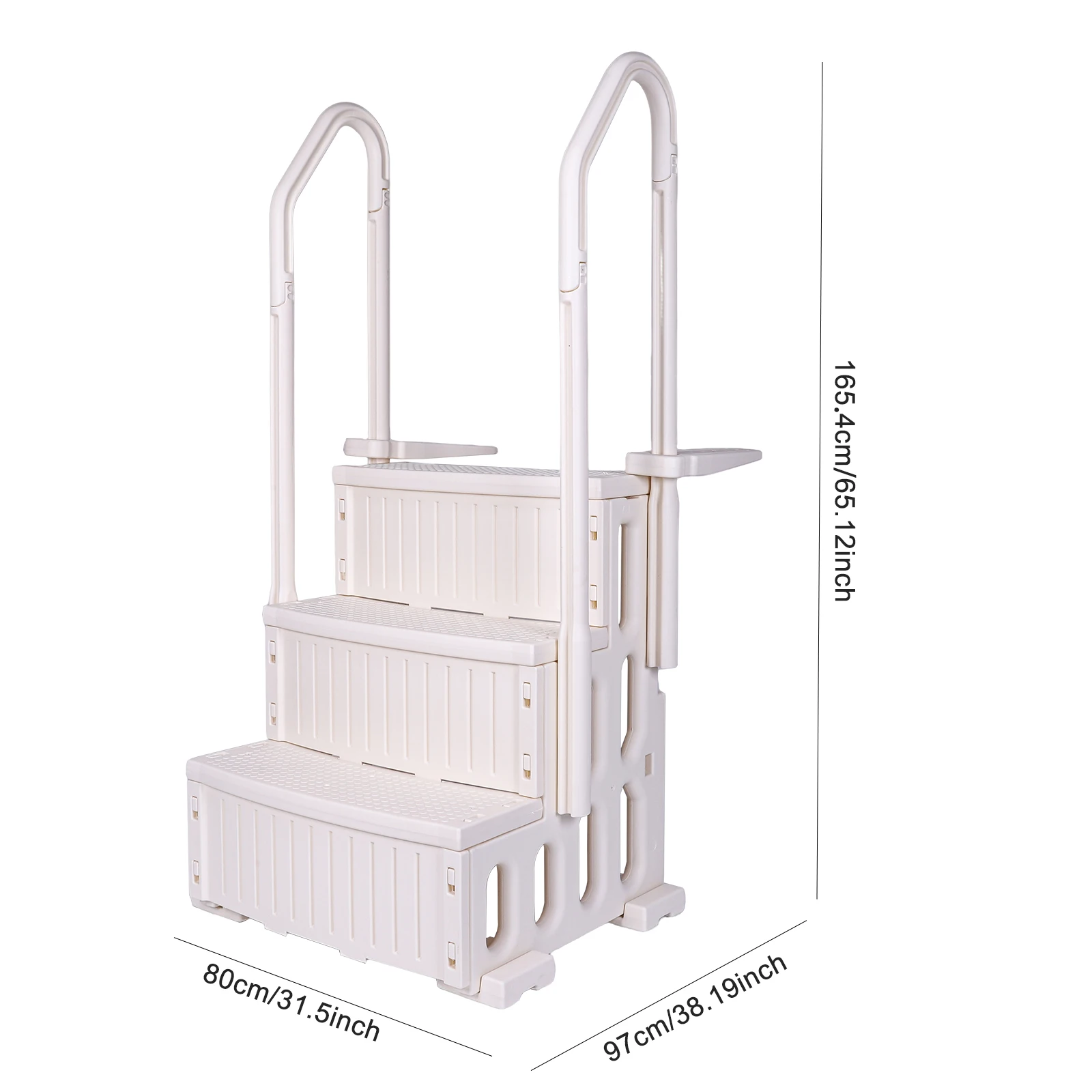 Reinforced Pool Handrails Ladder Anti-Slip Plastic Pool Escalator Detachable Swimming Pool Ladder for Various Sizes Swim Pools
