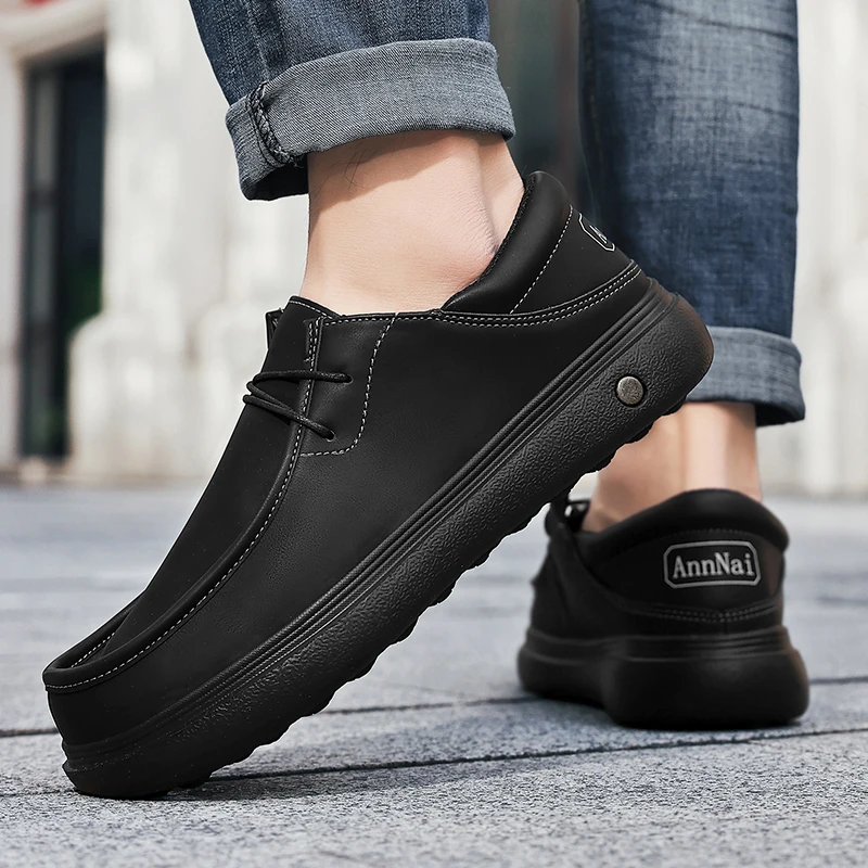 

Fashionable Urban Versatile Commuting Business Leather Shoes Brand Low Cut Comfortable Flat Bottom Anti Slip Walking Men's Shoes