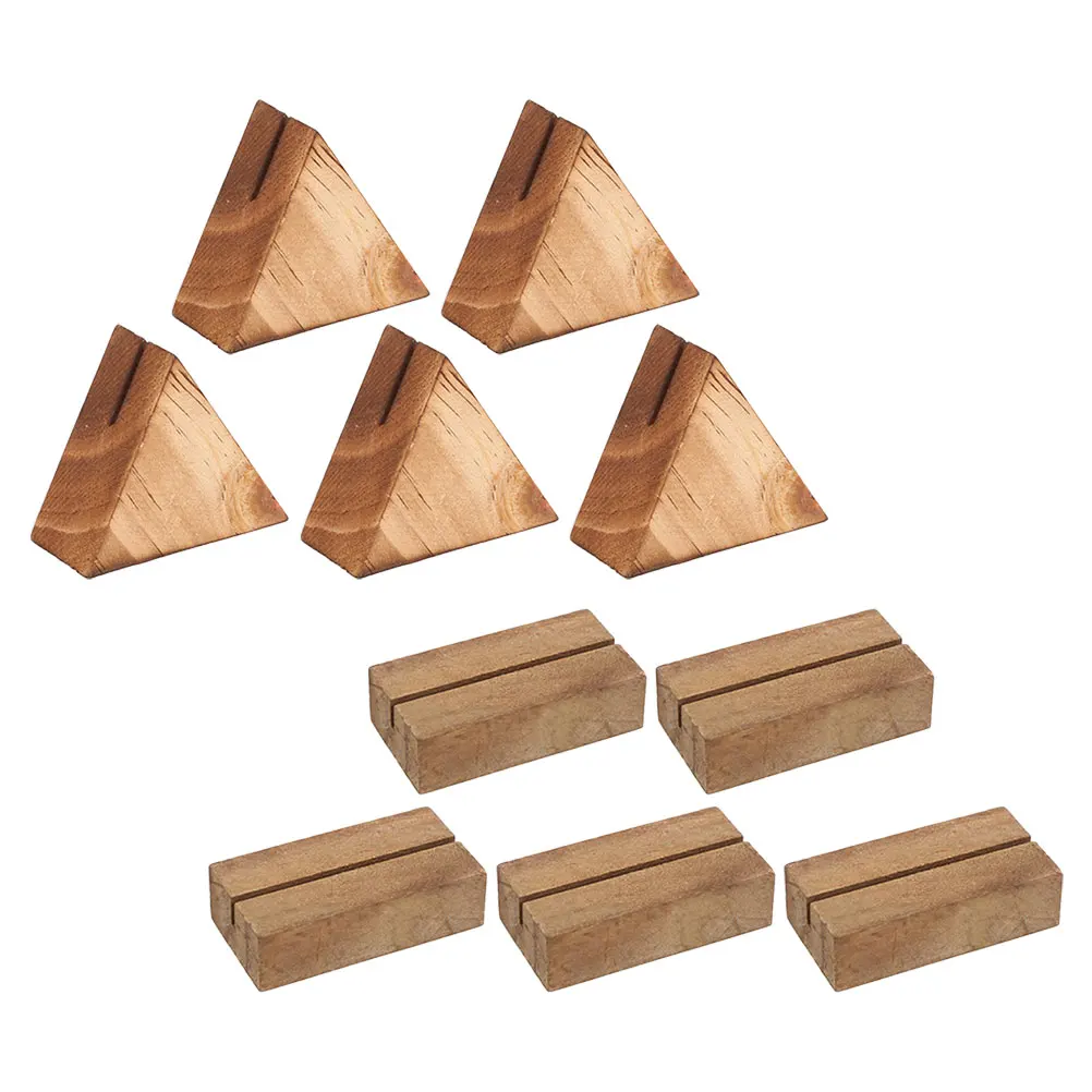 

10 Pcs Business Card Holder Stable Base Triangle Rectangle Display Desk naments Wooden Photo Holders For Party Place Card