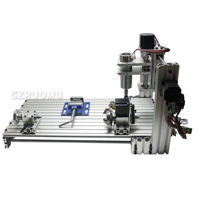 DIY MINI CNC Router 3020 3/4 Axis Wood Engraving Machine 3040 Milling Lathe Metal Carving 220V 400W USB With Drills Cutters