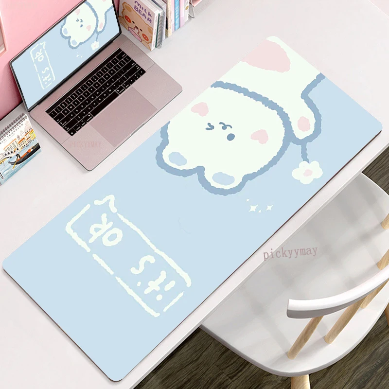 Большой коврик для мыши с милым медведем, аниме-геймерские коврики для мыши, коврик для клавиатуры 40x90 см, настольный коврик Kawaii Pc HD, настольные коврики, фирменный коврик для мыши для подарка