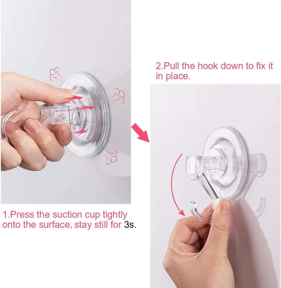 Suction Cup Hooks Clear Heavy Duty Vacuum Suction Cups with Hooks Reusable Suction Cup Holders for Kitchen Bathroom Shower Wreat