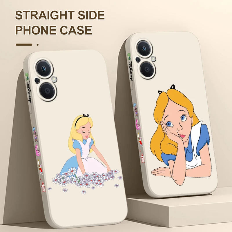 Alice Adventures In Wonderland Phone Case For OPPO Find X5 X3 X2 Lite Pro Neo A5 A53 A94 4G 5G Liquid Left Rope Soft Cover